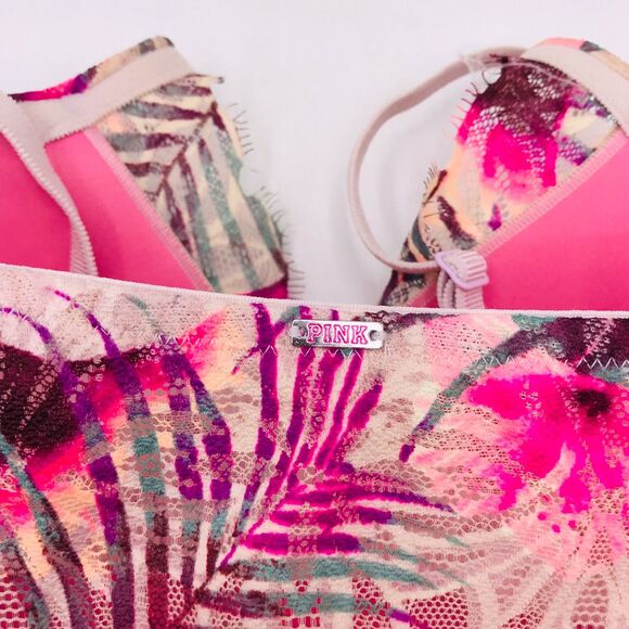 Victorias Secret PINK Date Super Push-up Padded Palm Front Close Bra 34DDD - Picture 4 of 9